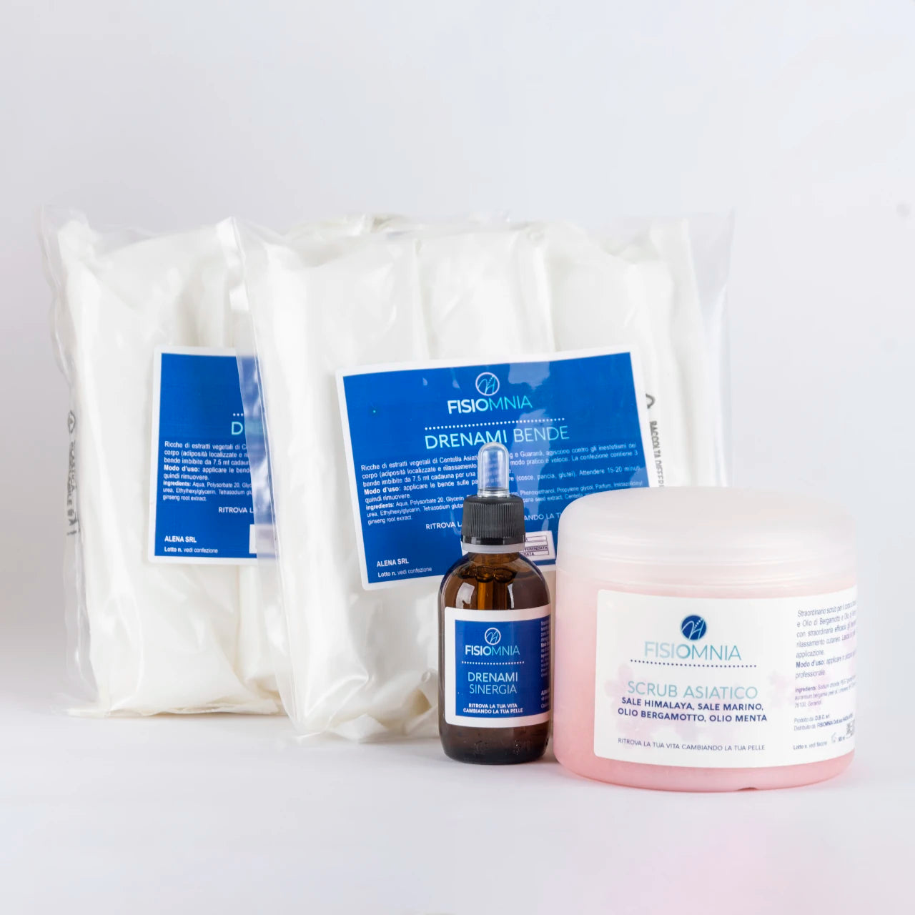 Kit Drenami ritenzione idrica 3 bende, siero, scrub