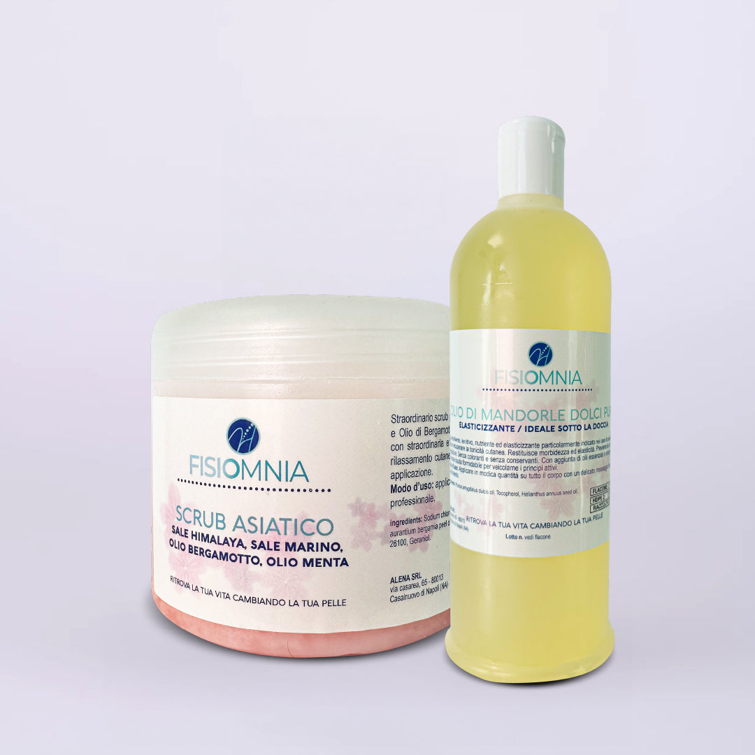 Kit Corpo Pelle Idratata-scrub asiatico e olio di mandorle
